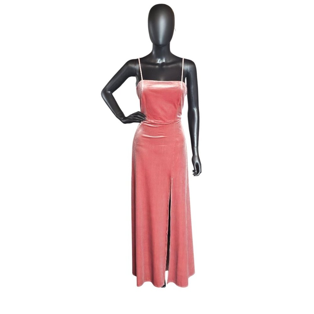 NWOT - Dessy Stretch Velvet Rose Full Length Formal Gown